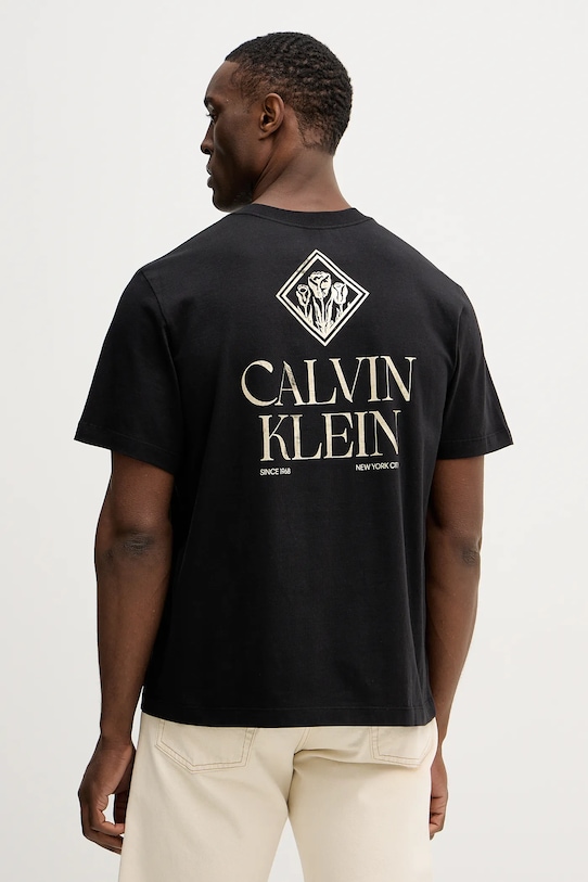 Ρούχα Βαμβακερό μπλουζάκι Calvin Klein Jeans LV14RE801G μαύρο