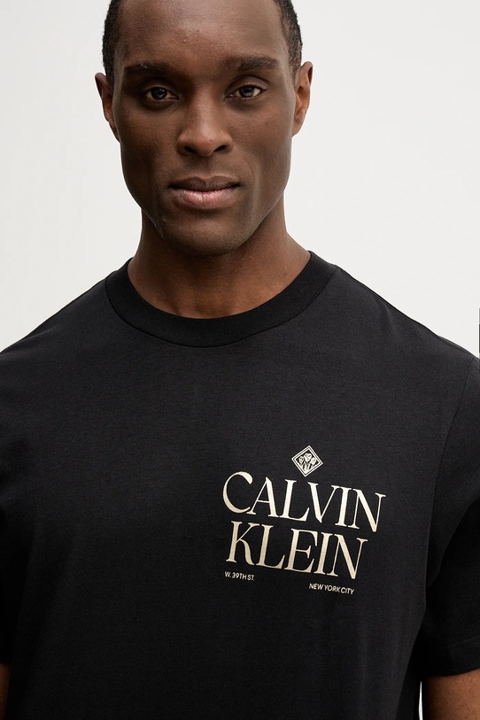Βαμβακερό μπλουζάκι Calvin Klein Jeans μαύρο LV14RE801G