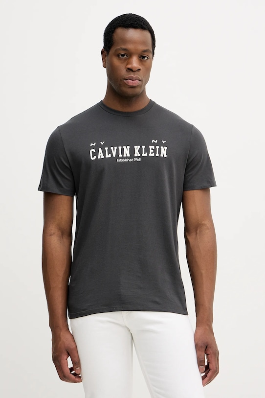 Βαμβακερό μπλουζάκι Calvin Klein Jeans κανονικό μαύρο LV14RE817G