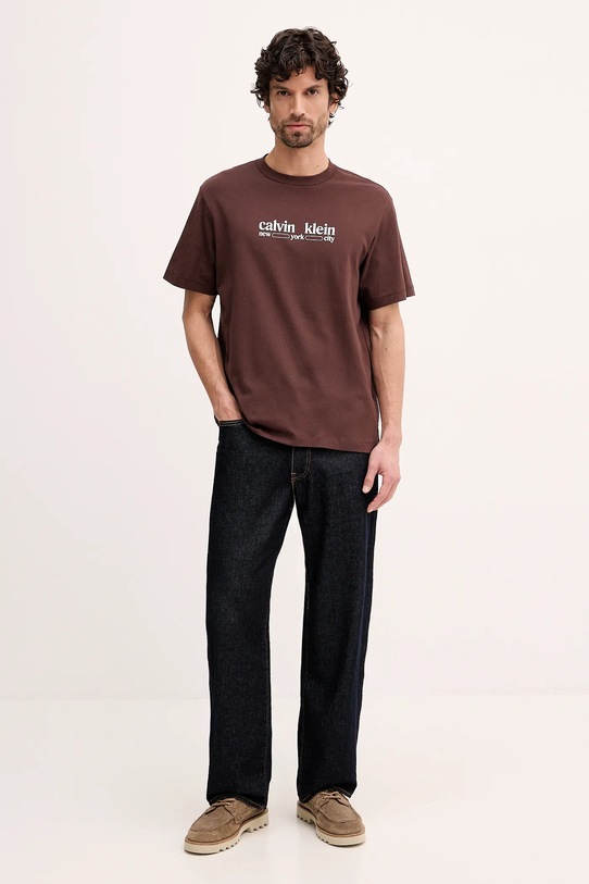 Calvin Klein Jeans t-shirt bawełniany LV14RE831G brązowy SS26