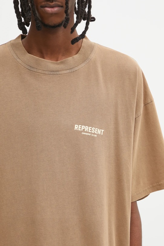 Represent t-shirt bawełniany Represent Owners Club brązowy OCM41114.16