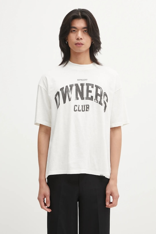 Represent t-shirt bawełniany Owners nadruk beżowy OCM100047.72