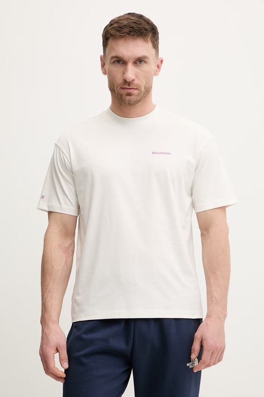 Odzież Salomon t-shirt bawełniany WILD RAYS LC2832800 beżowy