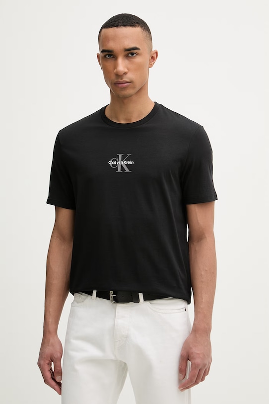 Calvin Klein Jeans tričko pánske bavlnené potlač čierna LV04RB866G