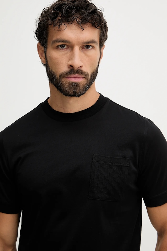 Βαμβακερό μπλουζάκι Karl Lagerfeld μαύρο 561200.755004