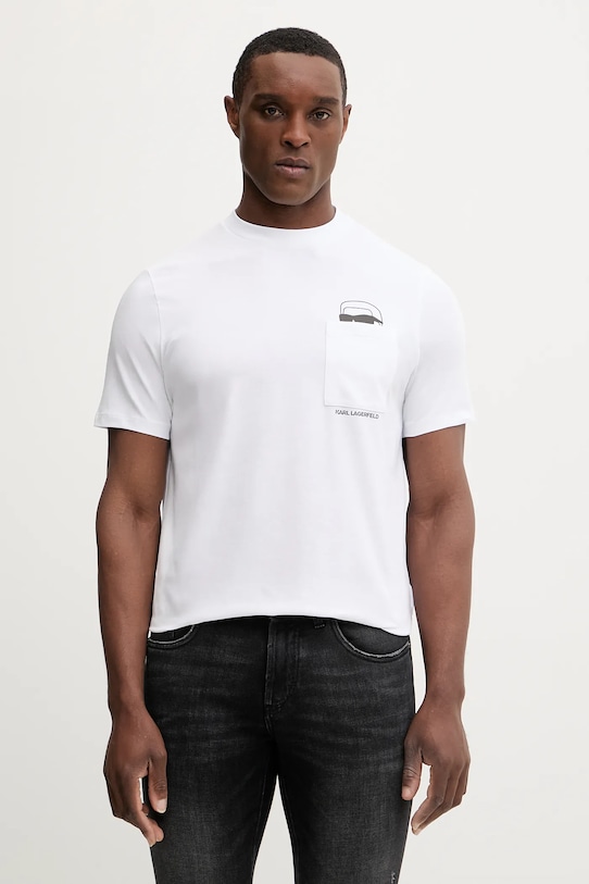 Karl Lagerfeld t-shirt z elastanem biały 561221.755047