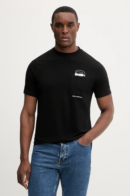 Karl Lagerfeld t-shirt z elastanem czarny 561221.755047