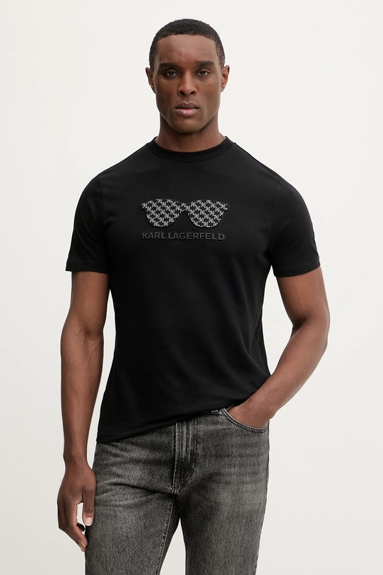 Karl Lagerfeld t-shirt bawełniany regular czarny 561252.755070