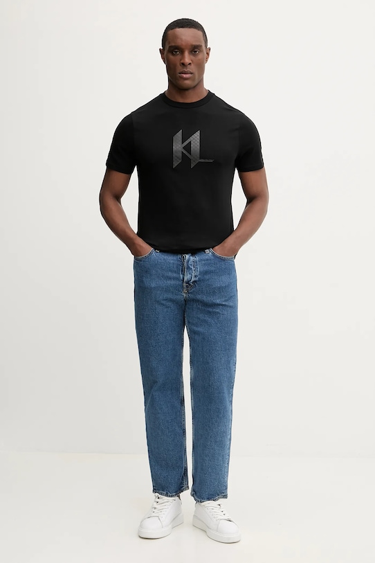 Bavlněné tričko Karl Lagerfeld 561252.755072 černá SS26