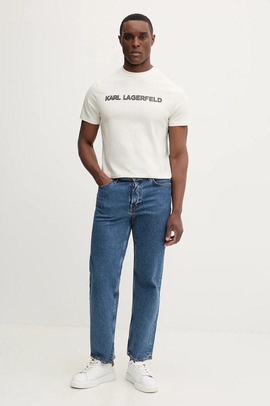 Karl Lagerfeld t-shirt bawełniany 561255.755076 beżowy SS26