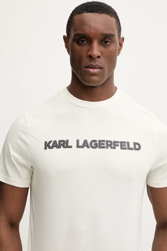 Karl Lagerfeld t-shirt bawełniany beżowy 561255.755076