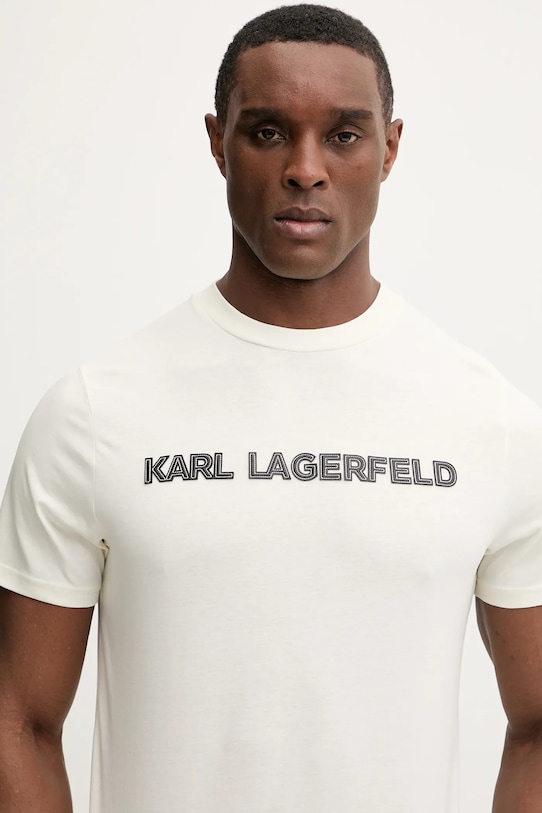 Karl Lagerfeld t-shirt bawełniany beżowy 561255.755076