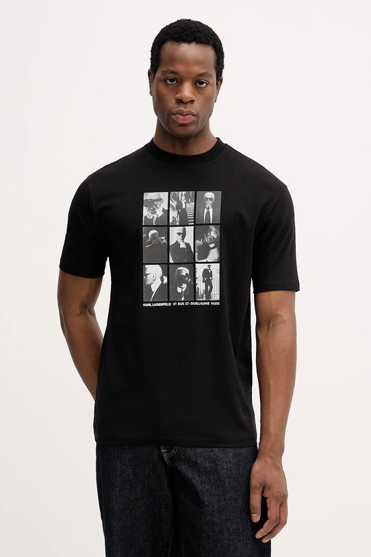 Karl Lagerfeld t-shirt bawełniany nadruk czarny 561225.755149