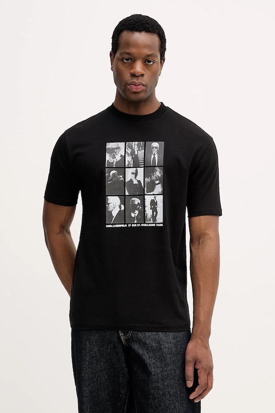 Karl Lagerfeld t-shirt bawełniany nadruk czarny 561225.755149