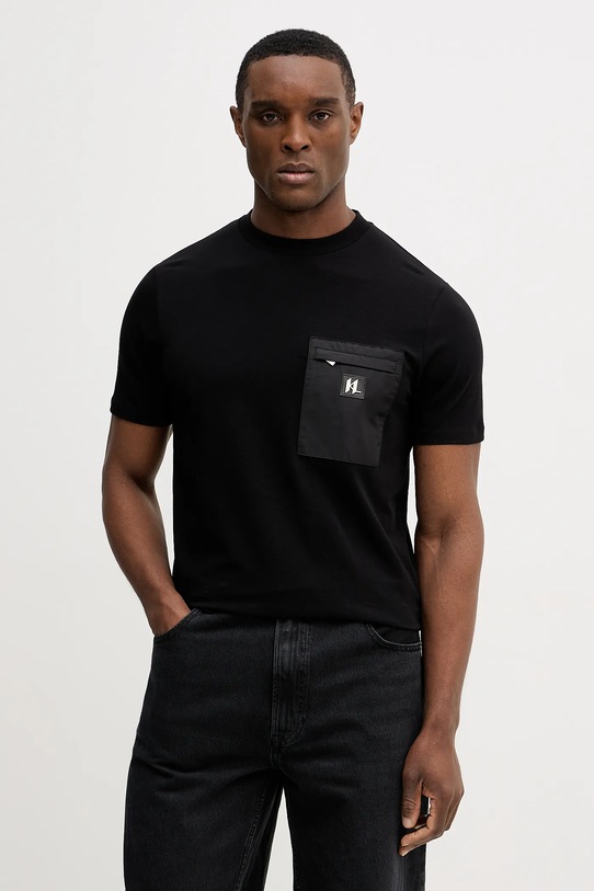 Karl Lagerfeld t-shirt bawełniany bawełna czarny 561221.755043