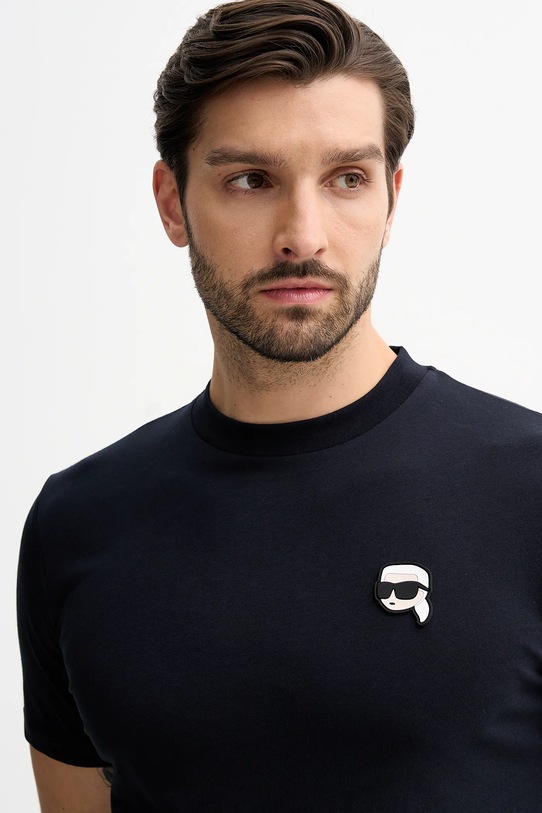 Bombažna kratka majica Karl Lagerfeld mornarsko modra 561224.755710