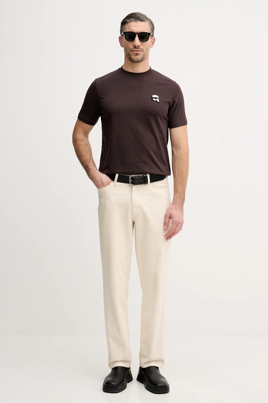 Karl Lagerfeld t-shirt bawełniany 561224.755710 brązowy SS26