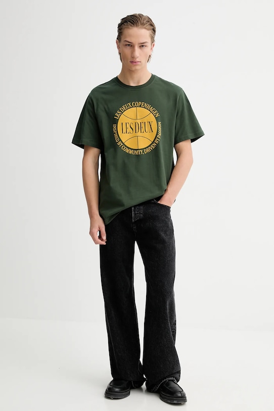 Les Deux t-shirt bawełniany 1000971 zielony SS26