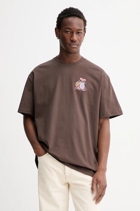 Odzież Les Deux t-shirt bawełniany Cole 1001106 brązowy