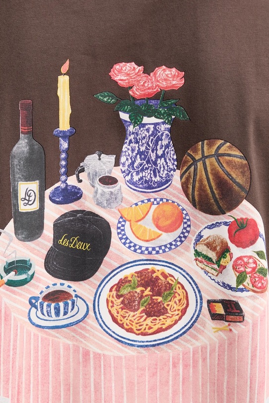 Les Deux t-shirt bawełniany Cole 1001106 brązowy