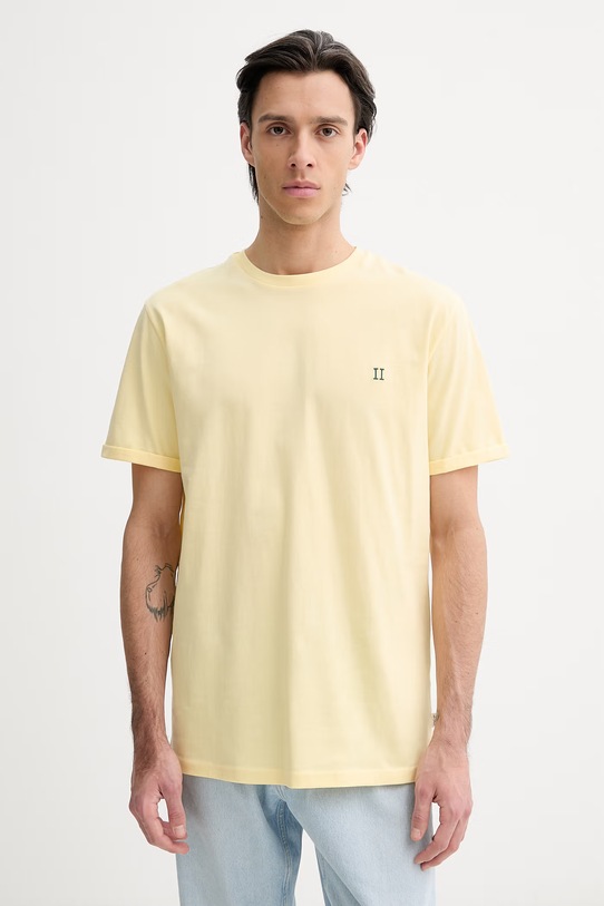 Bavlněné tričko Les Deux Norregaard slim žlutá 1001464