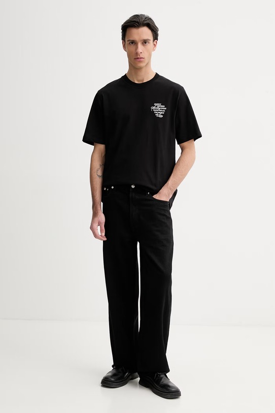 Bavlněné tričko Les Deux Ben 1001576 černá SS26