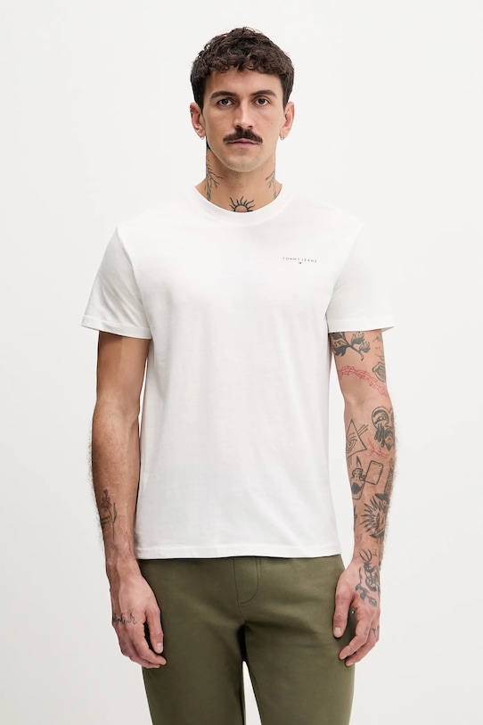 Pamučna majica Tommy Jeans 2-pack print bež DM0DM22316