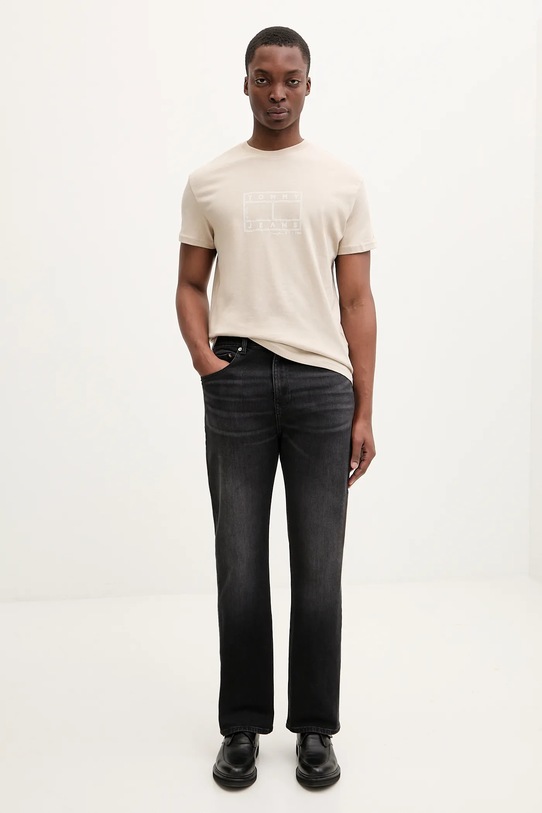 Tommy Jeans t-shirt bawełniany DM0DM22317 beżowy SS26