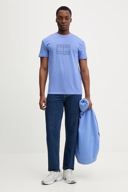 Tommy Jeans t-shirt bawełniany DM0DM22317 fioletowy SS26