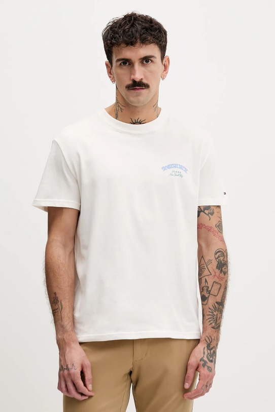 Tommy Jeans t-shirt bawełniany nadruk beżowy DM0DM22318