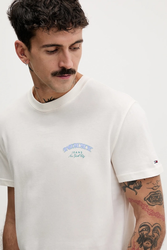 Tommy Jeans t-shirt bawełniany beżowy DM0DM22318