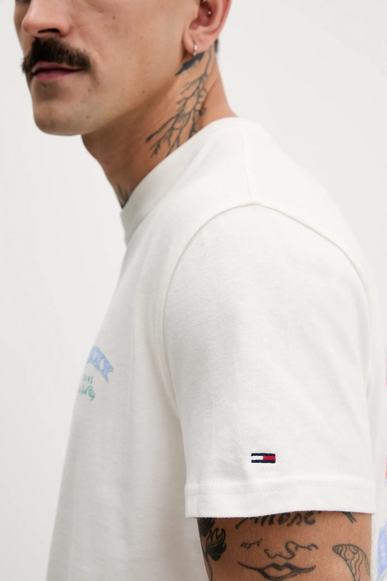 Tommy Jeans t-shirt bawełniany DM0DM22318 beżowy