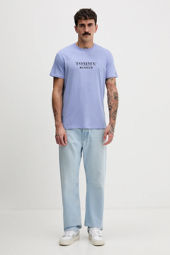 Tommy Jeans t-shirt bawełniany DM0DM22322 niebieski SS26