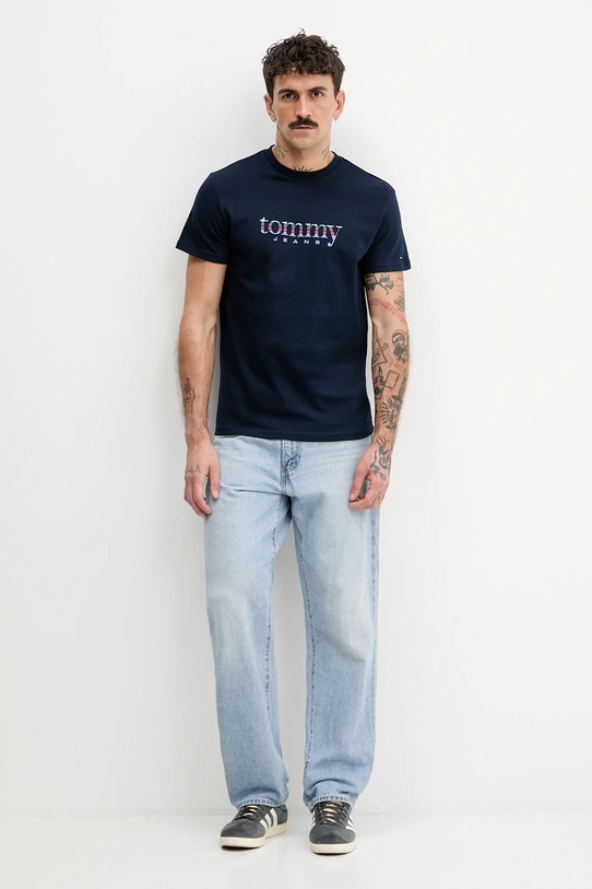 Tommy Jeans t-shirt bawełniany DM0DM22333 granatowy SS26