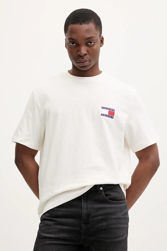 Odzież Tommy Jeans t-shirt bawełniany DM0DM22337 beżowy