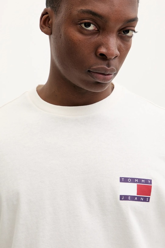 Tommy Jeans t-shirt bawełniany beżowy DM0DM22337