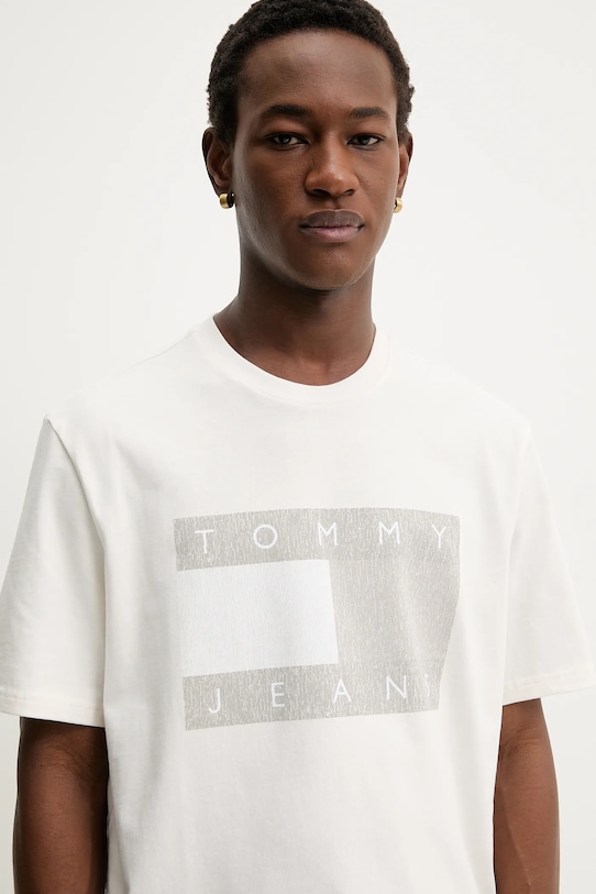 Tommy Jeans t-shirt bawełniany beżowy DM0DM22463