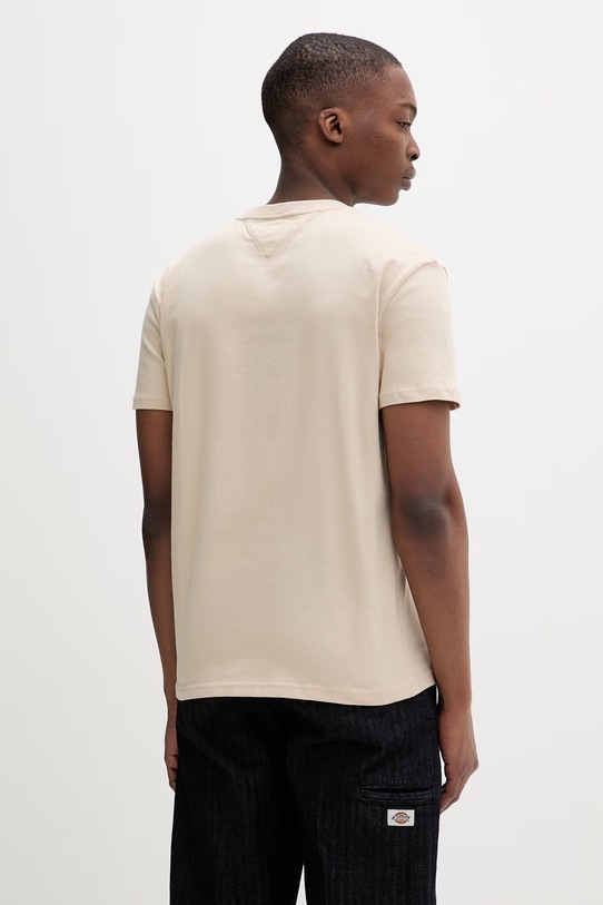 Odzież Tommy Jeans T-shirt męski bawełniany DM0DM22645 beżowy
