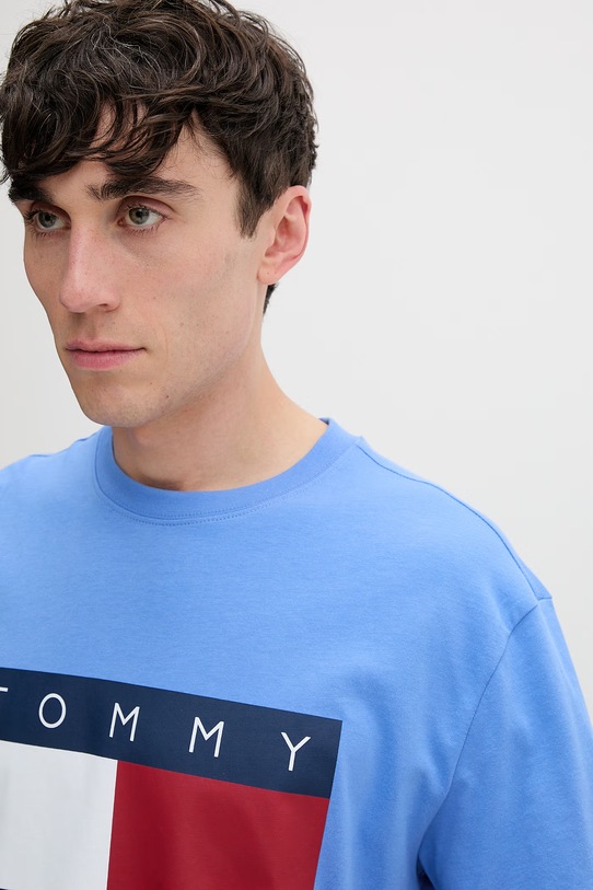 Tommy Jeans tricou bărbătesc din bumbac albastru DM0DM22645