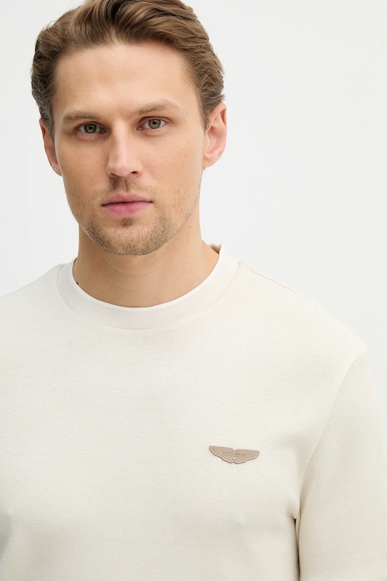 BOSS t-shirt z dodatkiem wełny C-Thompson 242_AM beżowy 50553812