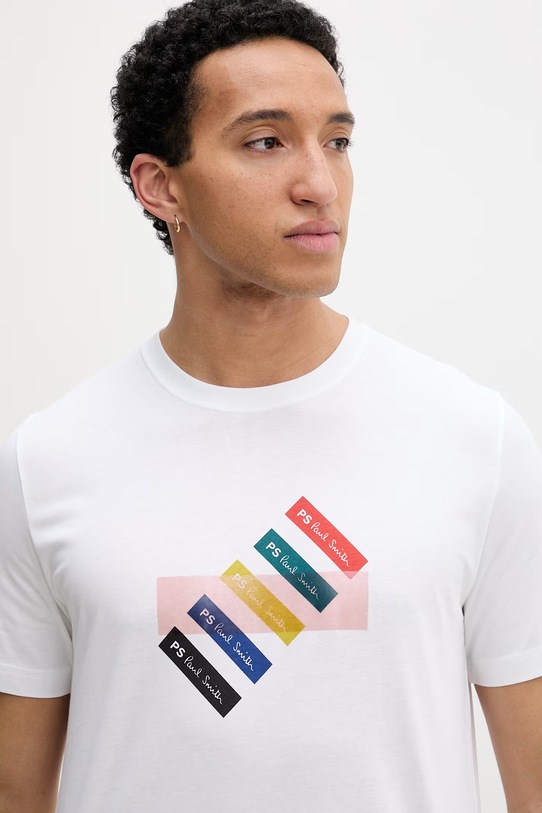 PS Paul Smith t-shirt męski bawełniany biały M2R.011R.VP5798