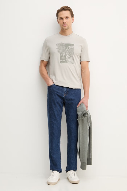 BOSS Orange t-shirt bawełniany Te_Imprint 50556007 szary SS26