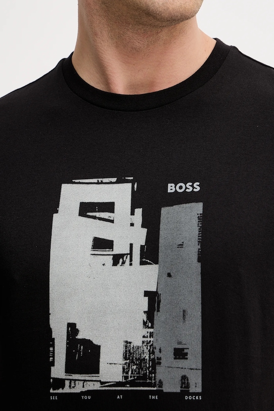 BOSS Orange t-shirt bawełniany Te_Imprint 50556007 czarny