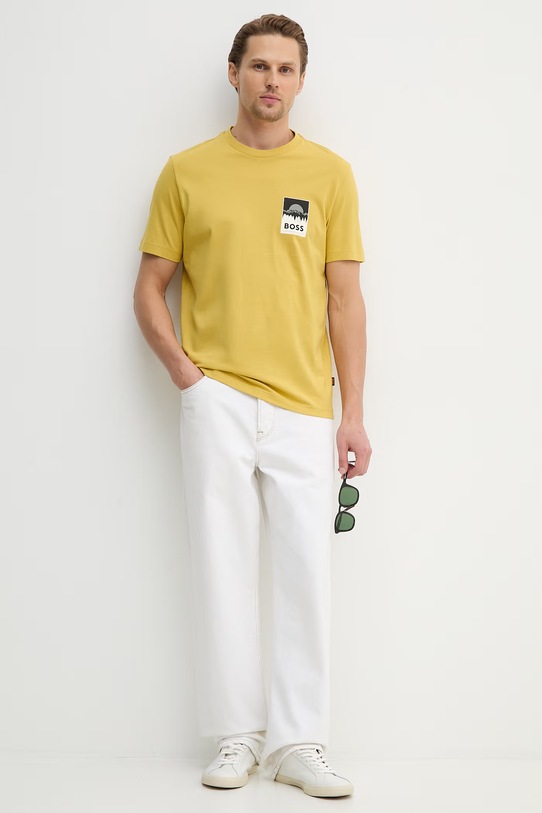 BOSS Orange t-shirt bawełniany Te_Plain 50556023 żółty SS26