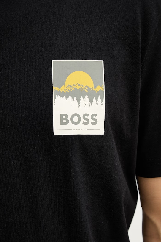 Βαμβακερό μπλουζάκι BOSS Orange Te_Plain 50556023 μαύρο