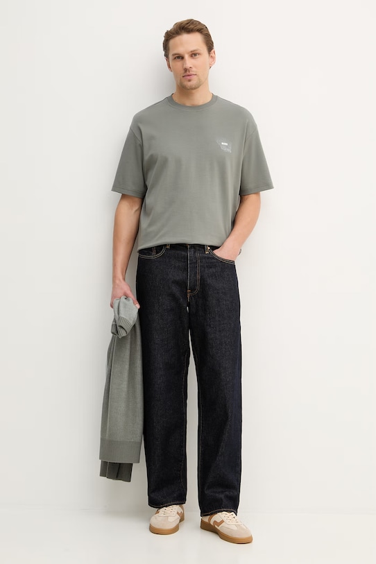 Βαμβακερό μπλουζάκι BOSS Orange Mett-Valentine 50556032 γκρί SS26