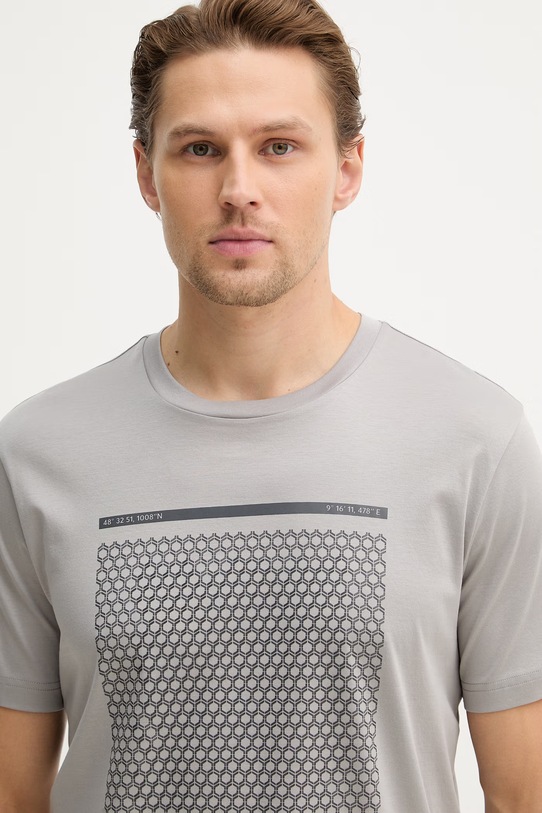 BOSS Green t-shirt bawełniany TS_Tour Print szary 50554333