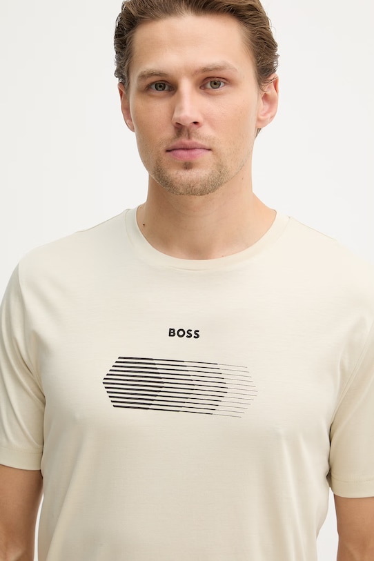 BOSS Green t-shirt bawełniany TS_Unity beżowy 50554557