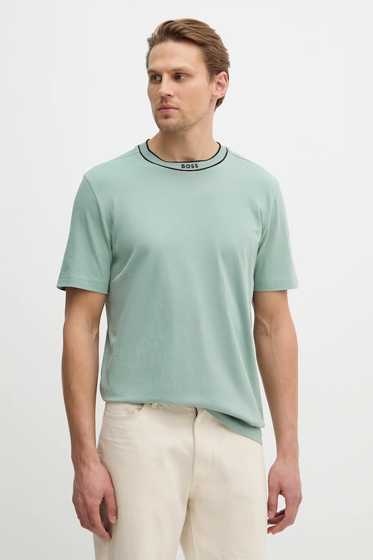 BOSS Green t-shirt bawełniany Tee 5 bawełna turkusowy 50554862