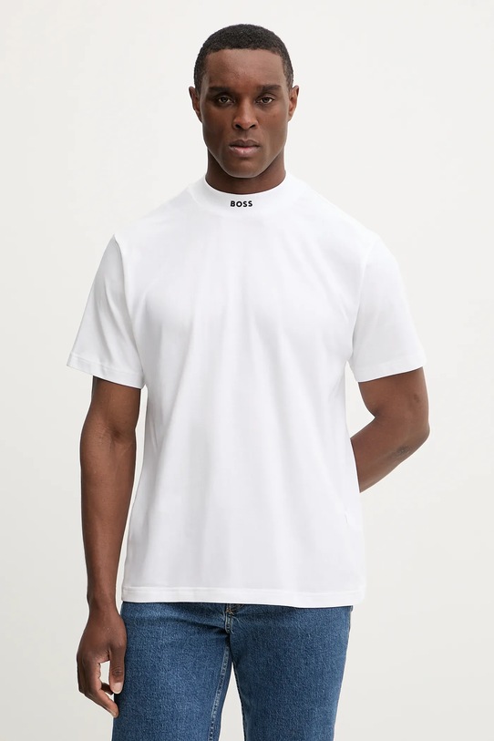 Μπλουζάκι BOSS Green Tee Collar με ελαστάν λευκό 50555527